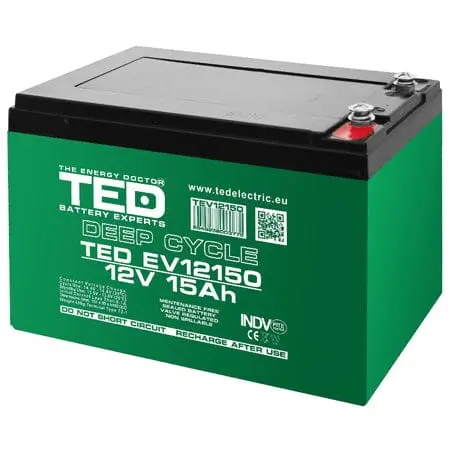 Acumulator Ted Electric BAT-TED12V15A | 3.9kg, 12V, Portabil
