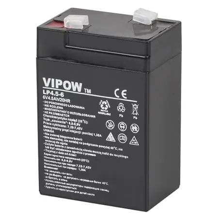 Acumulator Vipow BAT0200 | AGM VRLA, 6V, 4.5Ah, Stationar