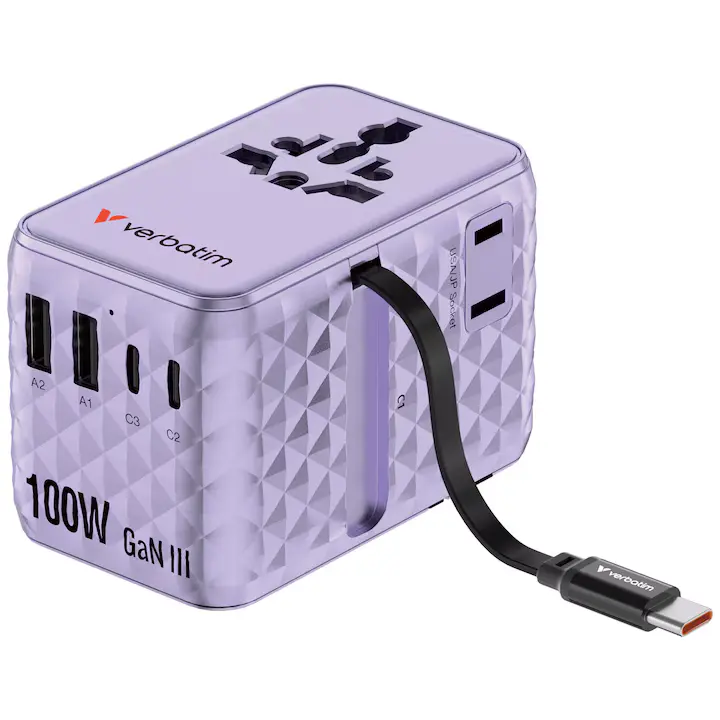 Adaptor Priza Verbatim 30193 | 100W, GaN, USB-C
