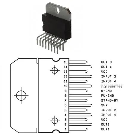 Amplificator Audio Auto TDA7375V | 2/4 Canale, 2x35W
