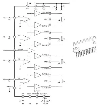 Amplificator Audio TA8262 H | 43W BTL, 4 Canale