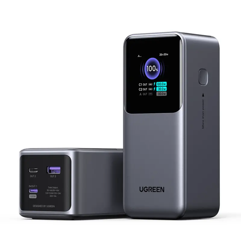 Baterie Externa Ugreen PB721 | 20000mAh, 130W, Display Digital, Gri