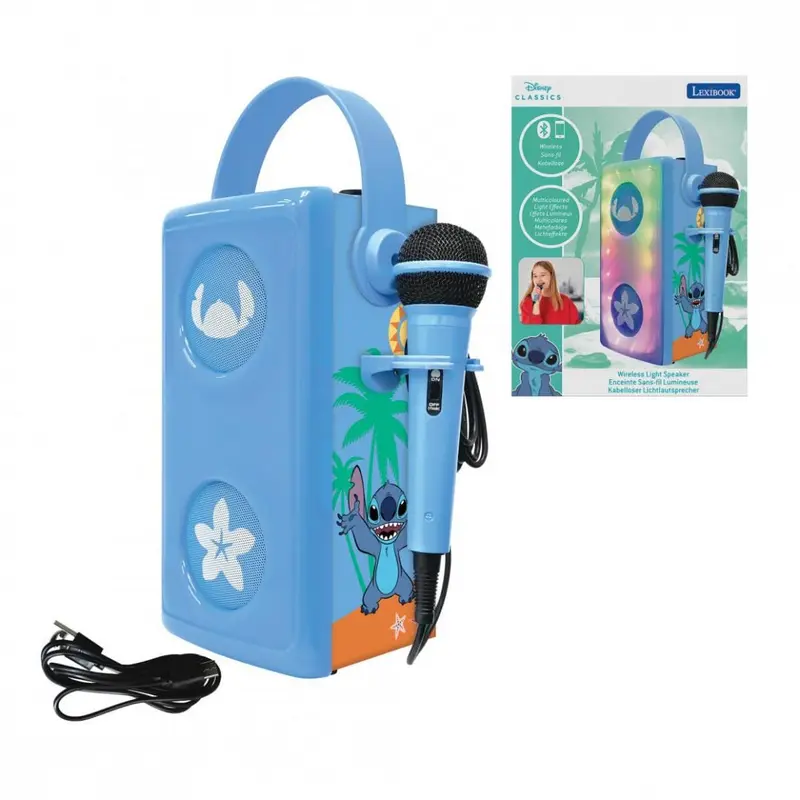 Boxa Portabila Lexibook BTP185DZ | Stitch, Bluetooth, Lumini LED, Microfon