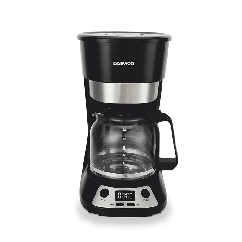 Cafetiera Daewoo DCM90BX | 900W, 1.5L, Display LCD, Timer, Negru/Inox
