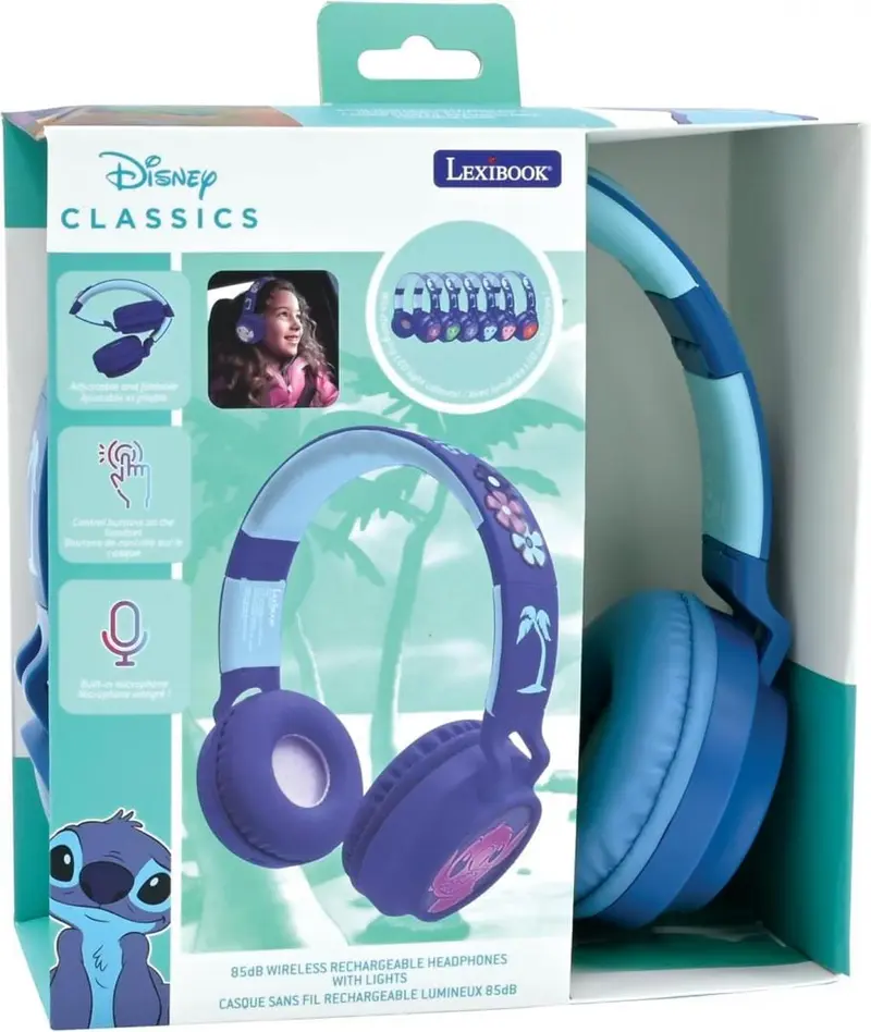 Casti Lexibook HPBT015D | Wireless, Bluetooth, 3D Luminoase, Stitch