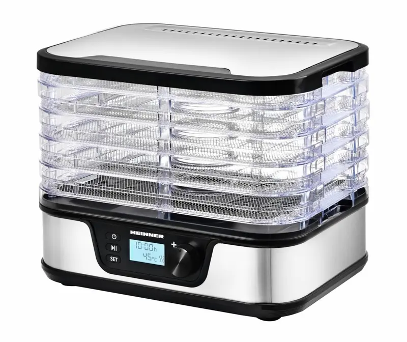 Deshidrator Heinner HFD-K380DSS | 380W, 5 Tavi, Display Digital, Inox