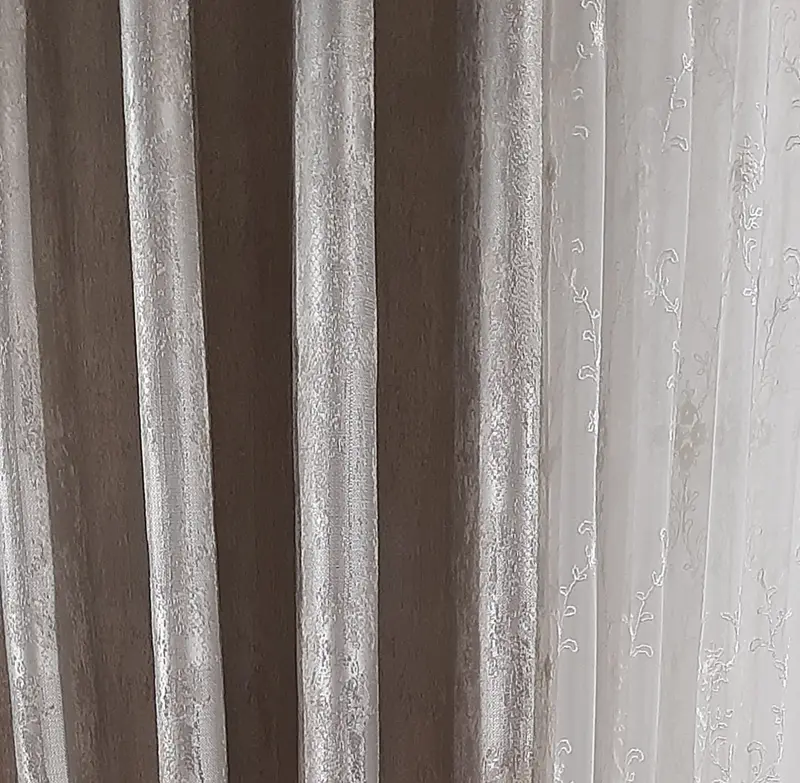 Draperie 32473/08, mătase și PES, gri perlat