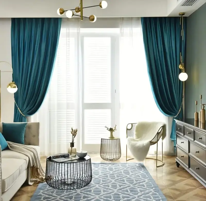 Draperie catifea Velvet 809, turcoaz, mătase