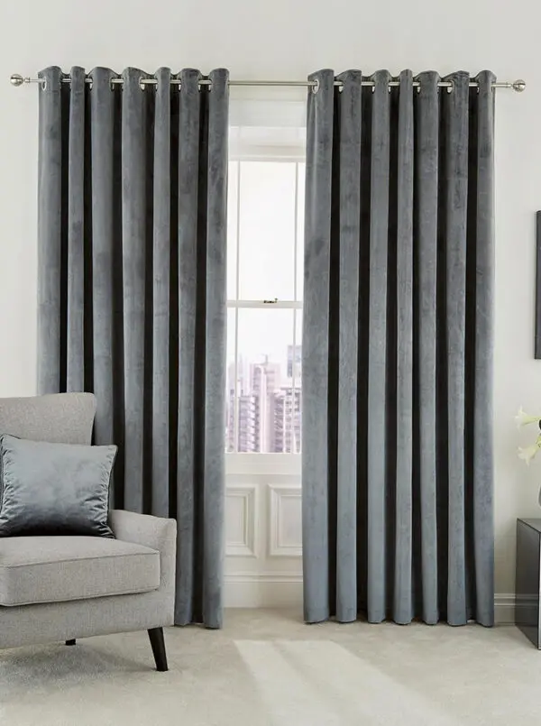 Draperie Yumos 1017, simplă, uni, catifea, gri perlat