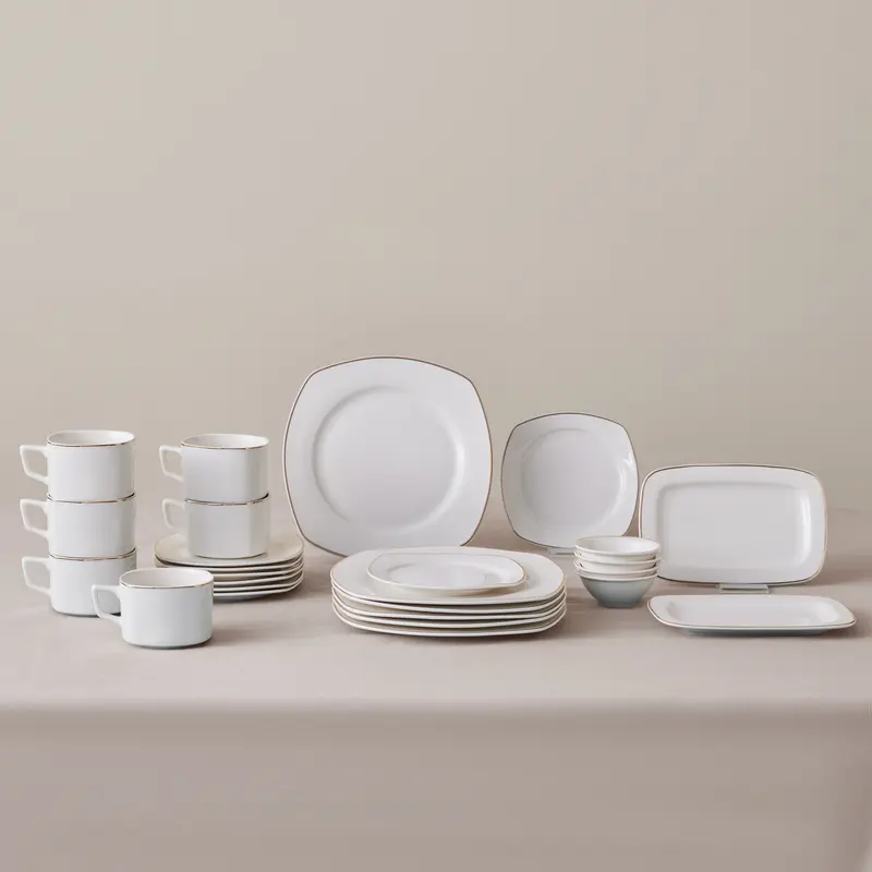 Elegance Bone Padoca, 26 Piese, Set de mic dejun Pentru 6 persoane, Aur