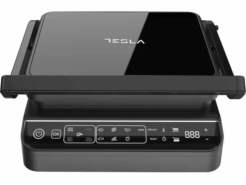 Gratar Electric Tesla GR500BG | 2000W, Digital, 30x23cm, Negru