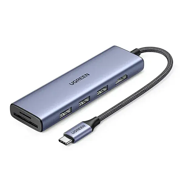 Hub USB-C Ugreen CM511-20956A | HDMI, 3x USB-A, SD/TF, Gri