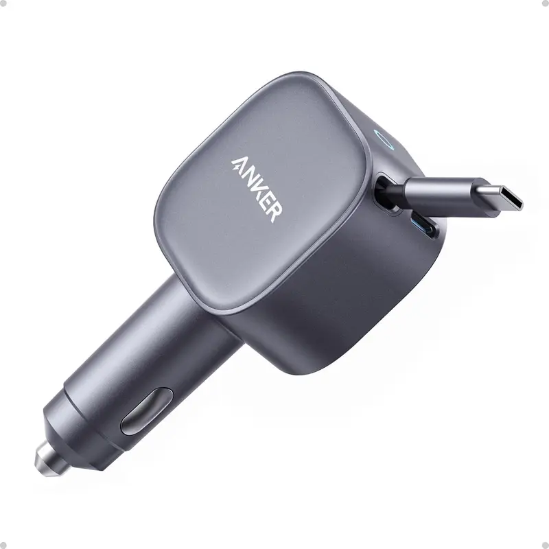 Incarcator Auto Anker A2738HA2 | 75W, Cablu USB-C Retractabil, Negru