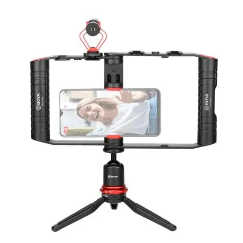 Kit Vlogging Boya BY-VG380 | Microfon + Trepied + Suport Telefon