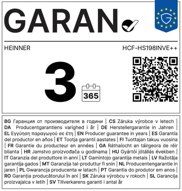 Lada frigorifica Heinner HCF-HS198INVE++ | 198L, Inverter, Display electronic, Clasa E
