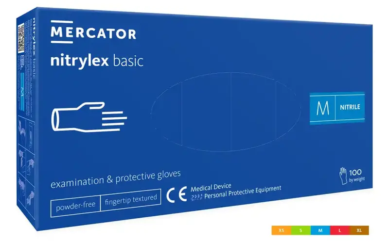 Mănuși nitril Nitrylex Basic, fără pudră, albastre – 100 buc