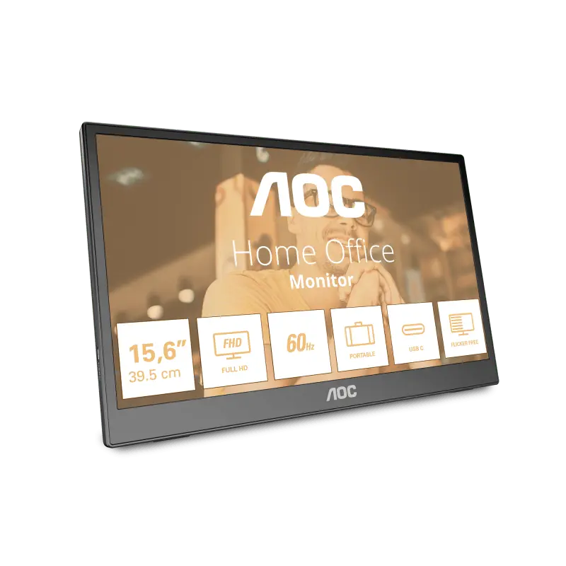 Monitor AOC 15.6" 16T3EA | Portabil, Touch Screen, Full HD, USB-C