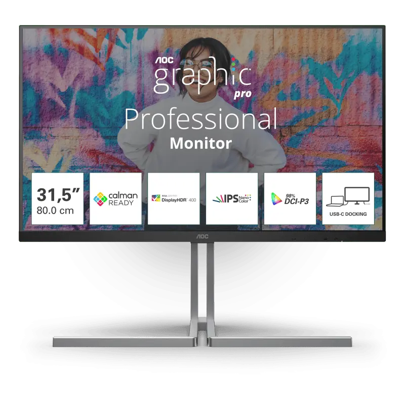 Monitor AOC U32U3CV | 31.5", IPS, 4K UHD, 60Hz, 400cd/m²