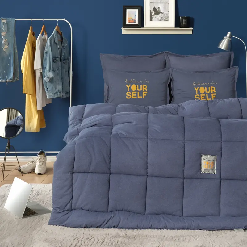 Motto Cotton Comfort, Set de Plapuma, Dubla, Indigo