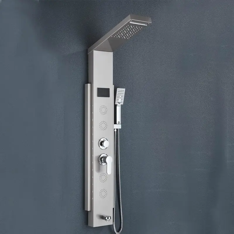 Panel de dus cu LED, cu efect de ploaie, argintiu, cod 1443