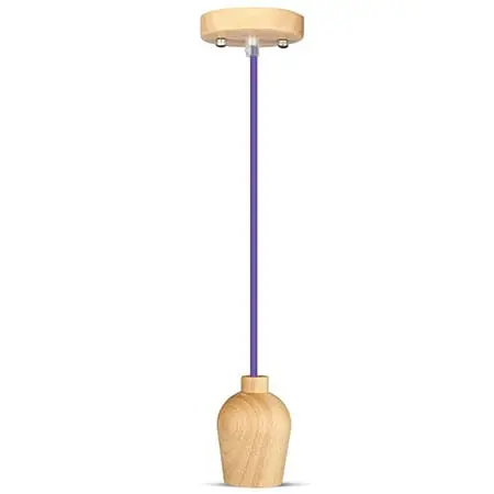 Pendul Tavan V-Tac SKU-3724 | E27, Lemn, Violet