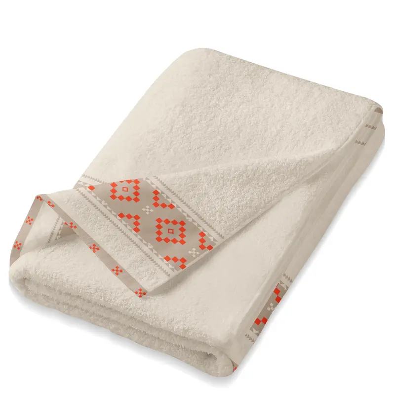Prosop de baie FOLKLORE ECRU 100% micro bumbac 70/140 cm