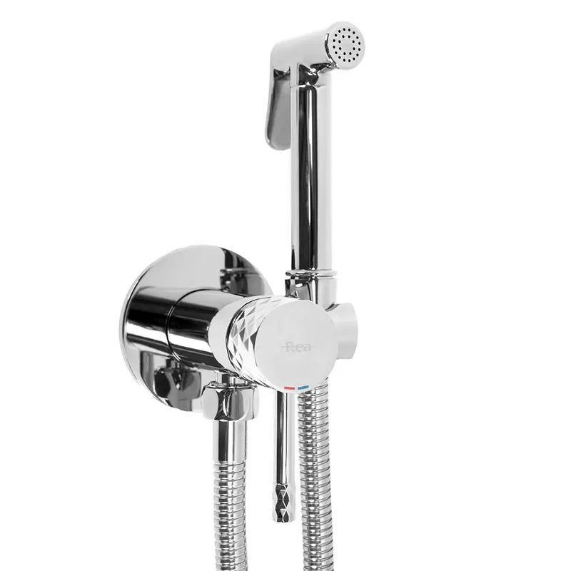 Robinet tip dus intim pentru bideu sau wc Rea Lungo Loop Diamond, argintiu lucios