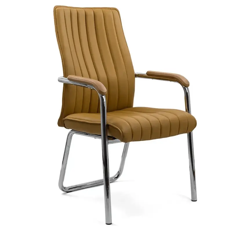 Scaun vizitatori Oslo Stripes, piele și oțel cromat