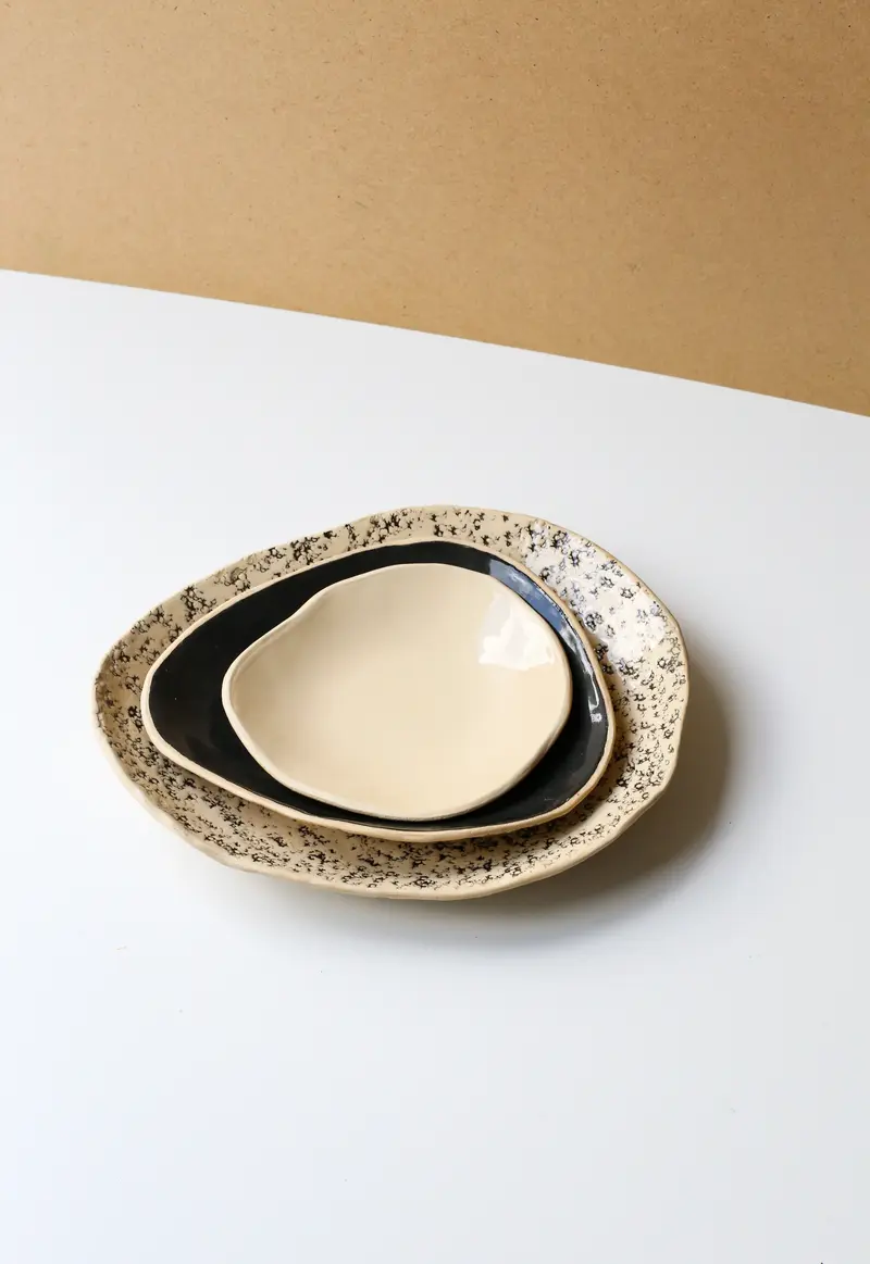 Set 3 farfurii ceramică manuală KUTT Harmonia