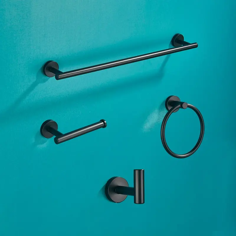 Set accesorii baie, negru mat, 4 piese, cod 1547