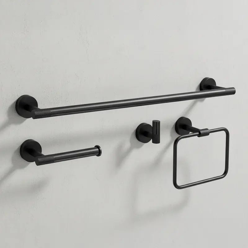 Set accesorii pentru baie Rea Grid, negru lucios, 4 piese