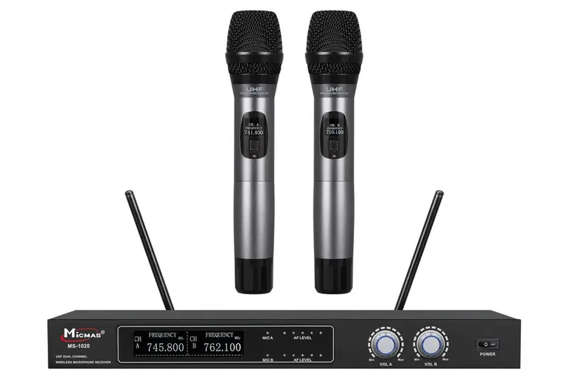 Set microfon wireless UHF, receptor plus doua microfoane wireless