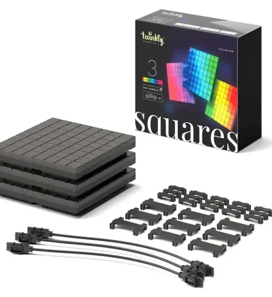Sir iluminat Twinkly Set 3 panouri LED | 3x64 pixeli, Smart, Negru
