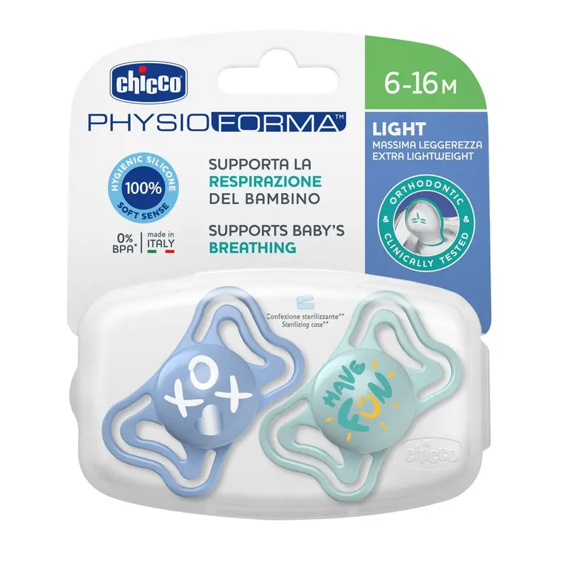 Suzeta Chicco Physioforma Light 7103821-7 | 2buc, Bleu, 6-16luni