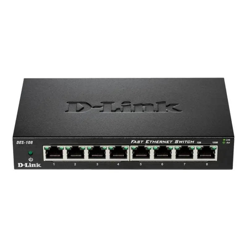 Switch D-Link DES-108/E | 8 Porturi, Fast Ethernet 10/100 Mbps, Plug-and-Play